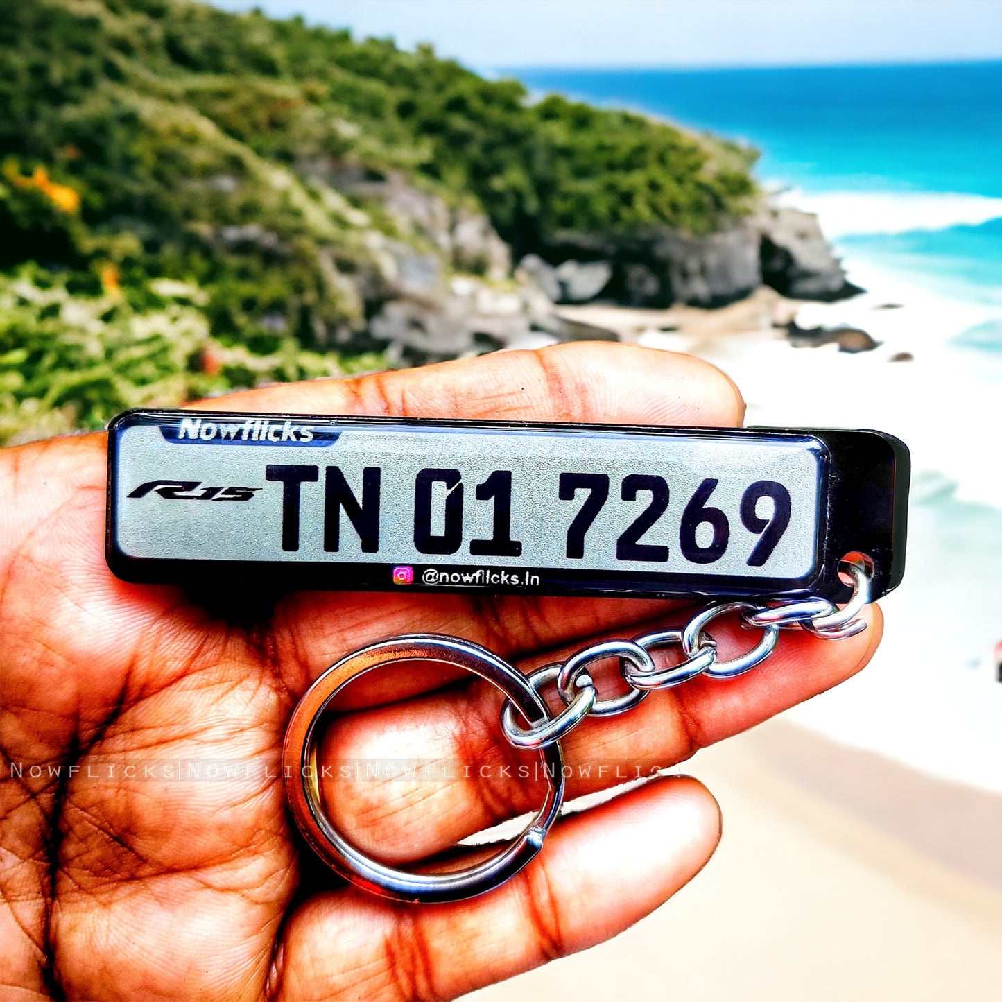 Single Line Gel Number Plate Keychain