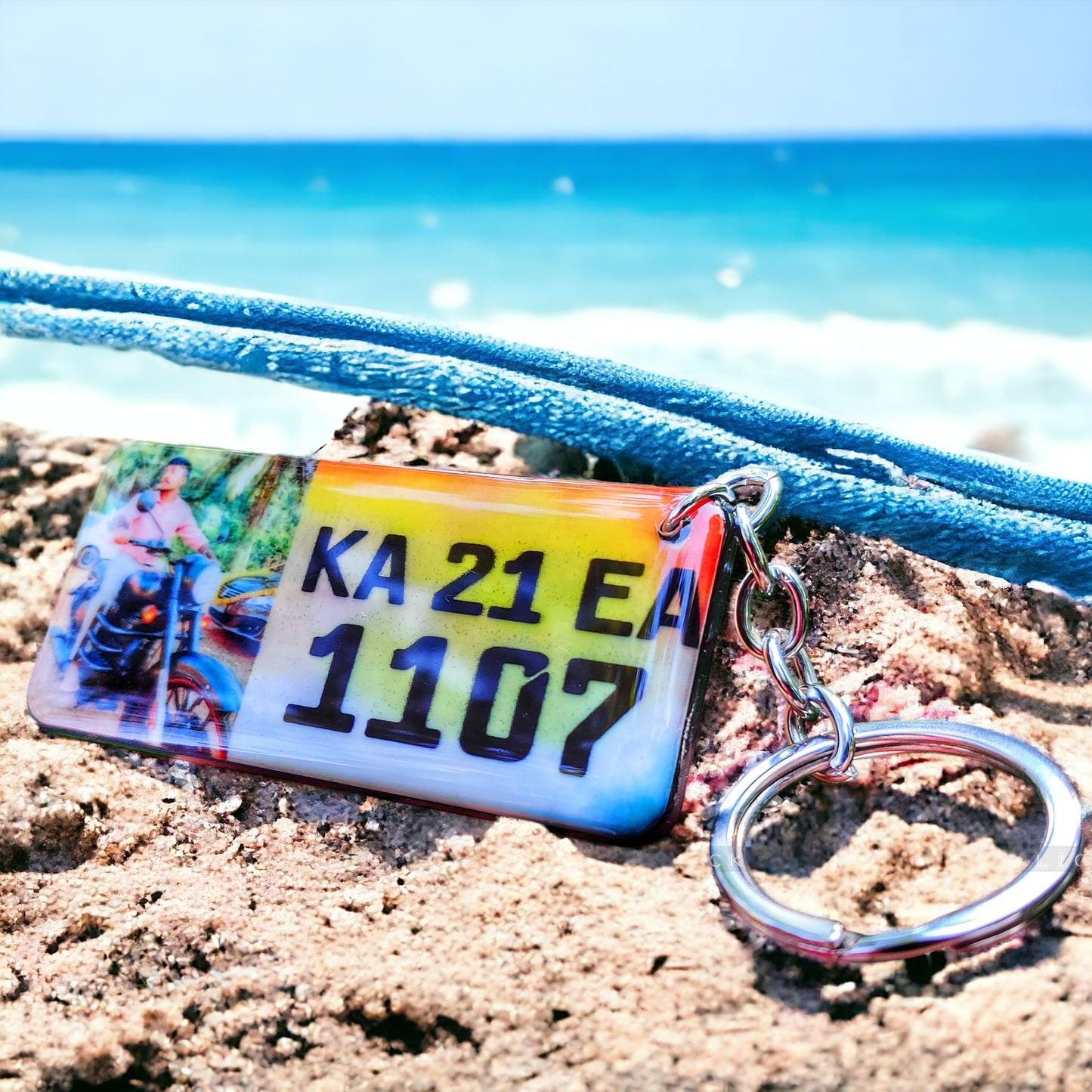 Gel Number Plate Keychain (Pattern no: Long Photo )